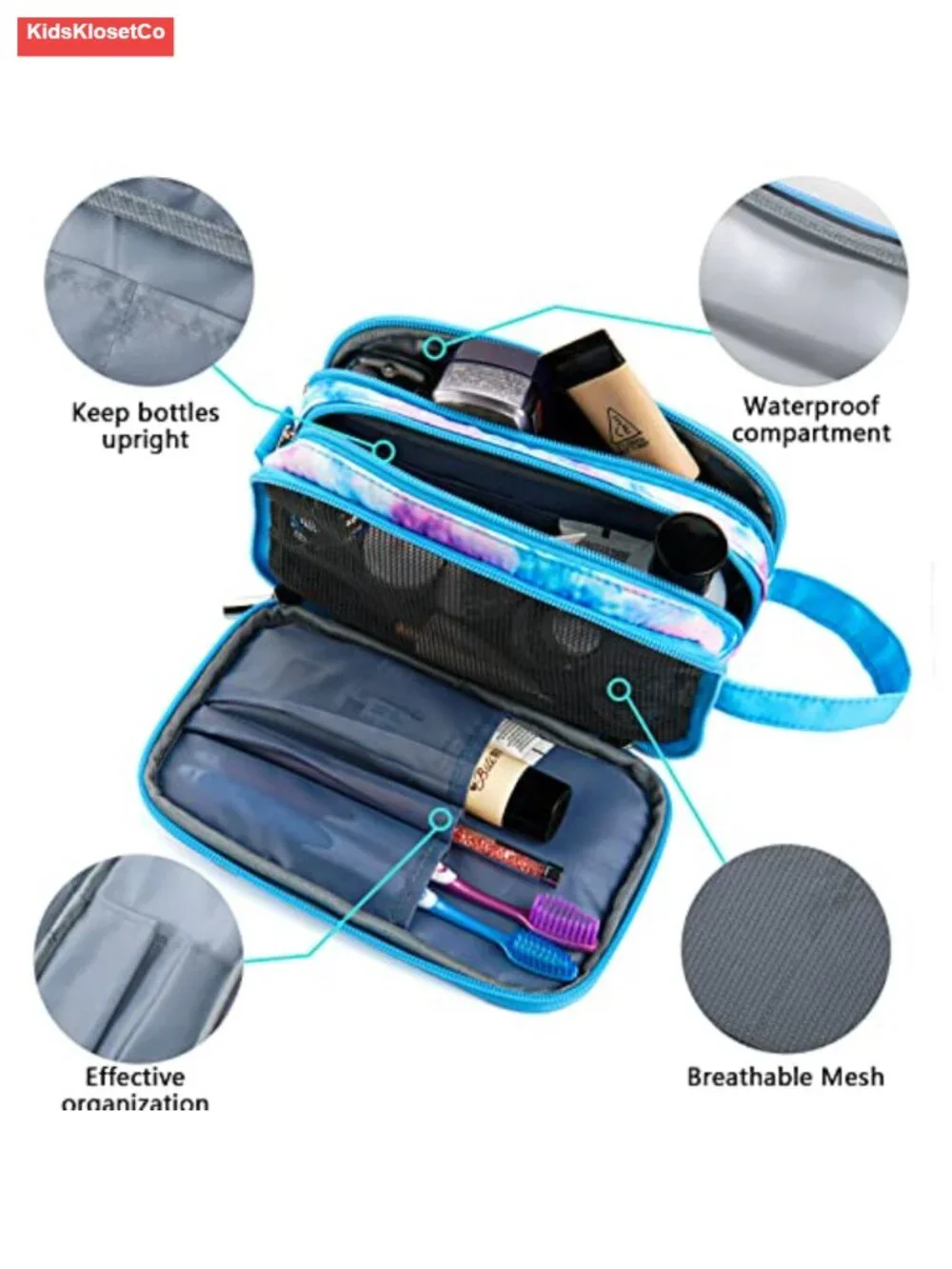 Waterproof Travel Toiletry Bag with Hanging Hook, Lightweight Cosmetic